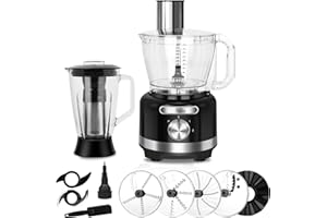 Davivy 16 Cup Food Processor Blender Combo,10-in-1 Multifunction 3.8L Large Food Processor Chopper 1.5L Glass Blender & Filte