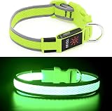 YFbrite Light Up Dog Collar Rechargeable LED Green Medium