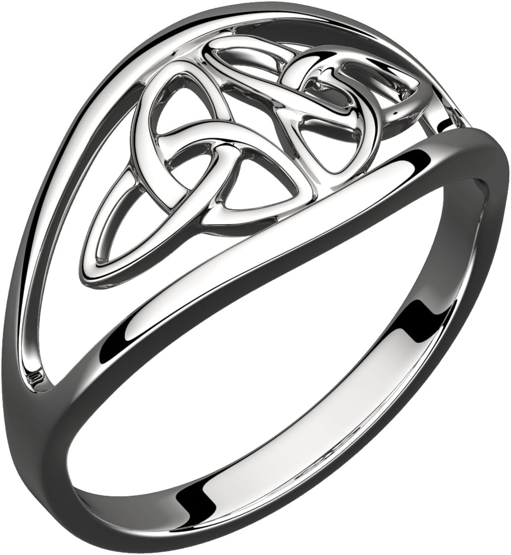 Women Ring Gift 925 Sterling Silver Ring with Celtic Triquetra Cross of Doubled Trinity Knot for Women