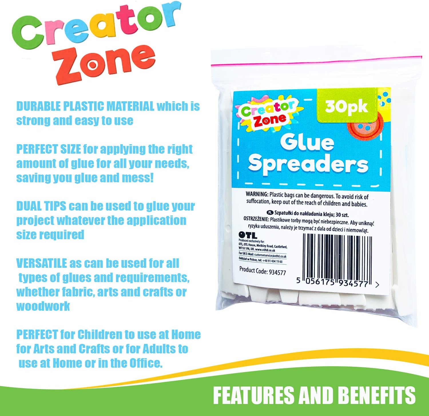SOL 30pk Glue Spreader Set, Flexible Non-Stick Tips for Precise Application on Wood Cardboard, and Felt - Image 3