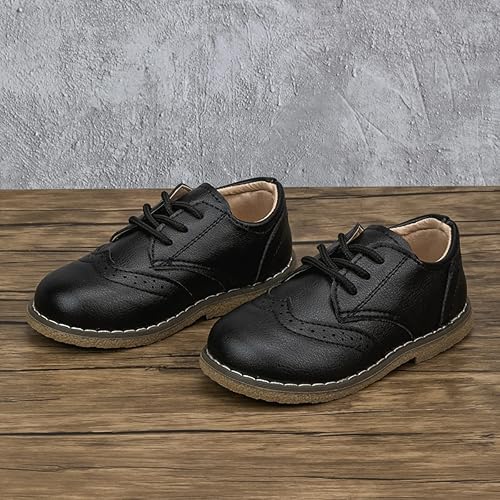Meckior Toddler Boys Girls Black Dress Shoes Little Kid Oxford Shoes  Wedding Church Dress Shoes PU Leather Lace Up School Uniform Loafer Flats  in Dubai - UAE | Whizz Oxfords