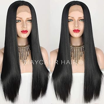 Amazon Com Maycaur Natural Straight Hair Wigs For Black Women