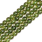 Gem-Inside 8MM Round Green Peridot Beads Strand 15 Inchesjewelry Making Beads