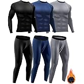 Didaey 3 Set Winter Thermal Underwear for Men Cold Weather Fleece Lined Top Bottom for Hunting Gear Sport