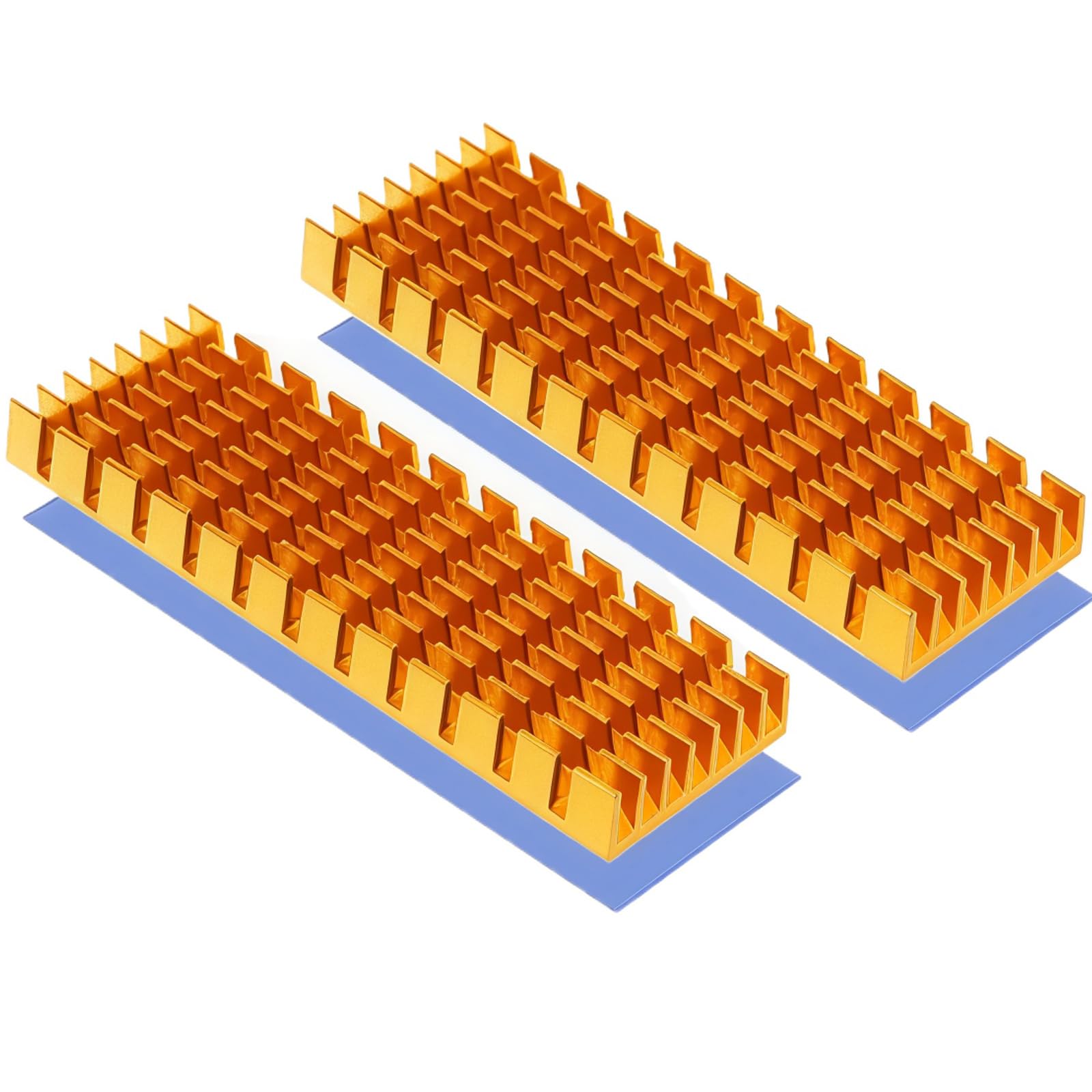 M.2 SSD heat sink with thermal conductive adhesive sheet to prevent thermal runaway Heat sink heat sink CPU IC chip circuit board suitable for LED amplifier aluminum 70mm × 22mm × 6mm (2 pieces, gold)