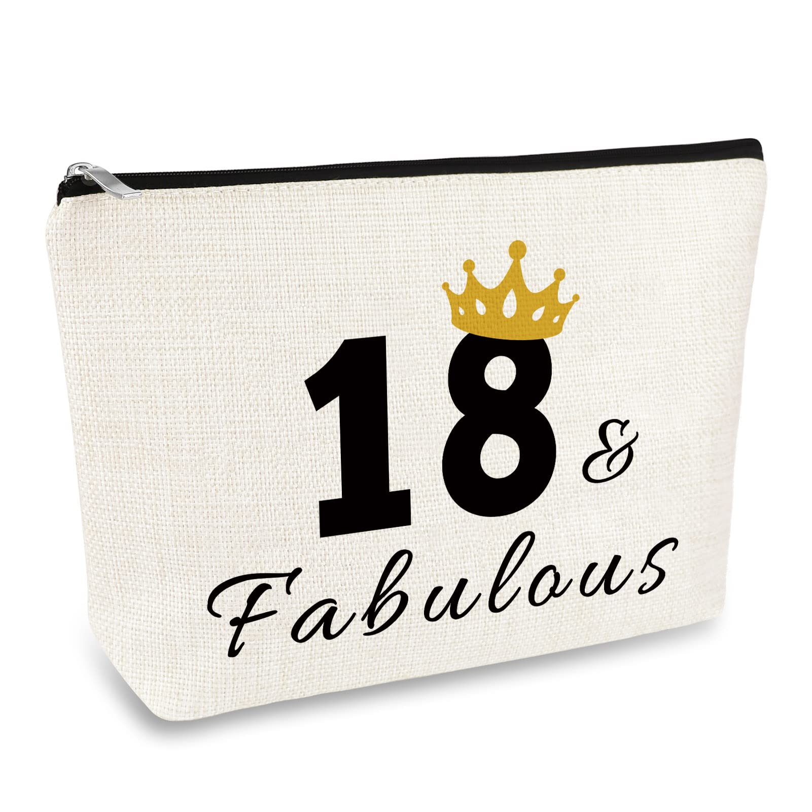 Happy 18th Birthday Gifts for Girl Makeup Bag Pouch 18th Birth Day Party Gift Cosmetic Bag 18 Years Old Birthday Gifts for Her Eighteen Year Old Gift for Friend Daughter Sister Niece Granddaughter