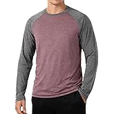 Mens Long Sleeve Shirts Casual Crew Neck Baseball T Shirt Raglan Athletic Tees Lightweight Tops