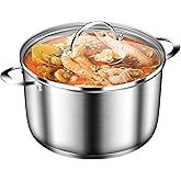 STOCKPOT Cooking Pot, Stainless Steel Stock Pot, Soup Pot with Glass Lid, Induction Pots - 6 Quart