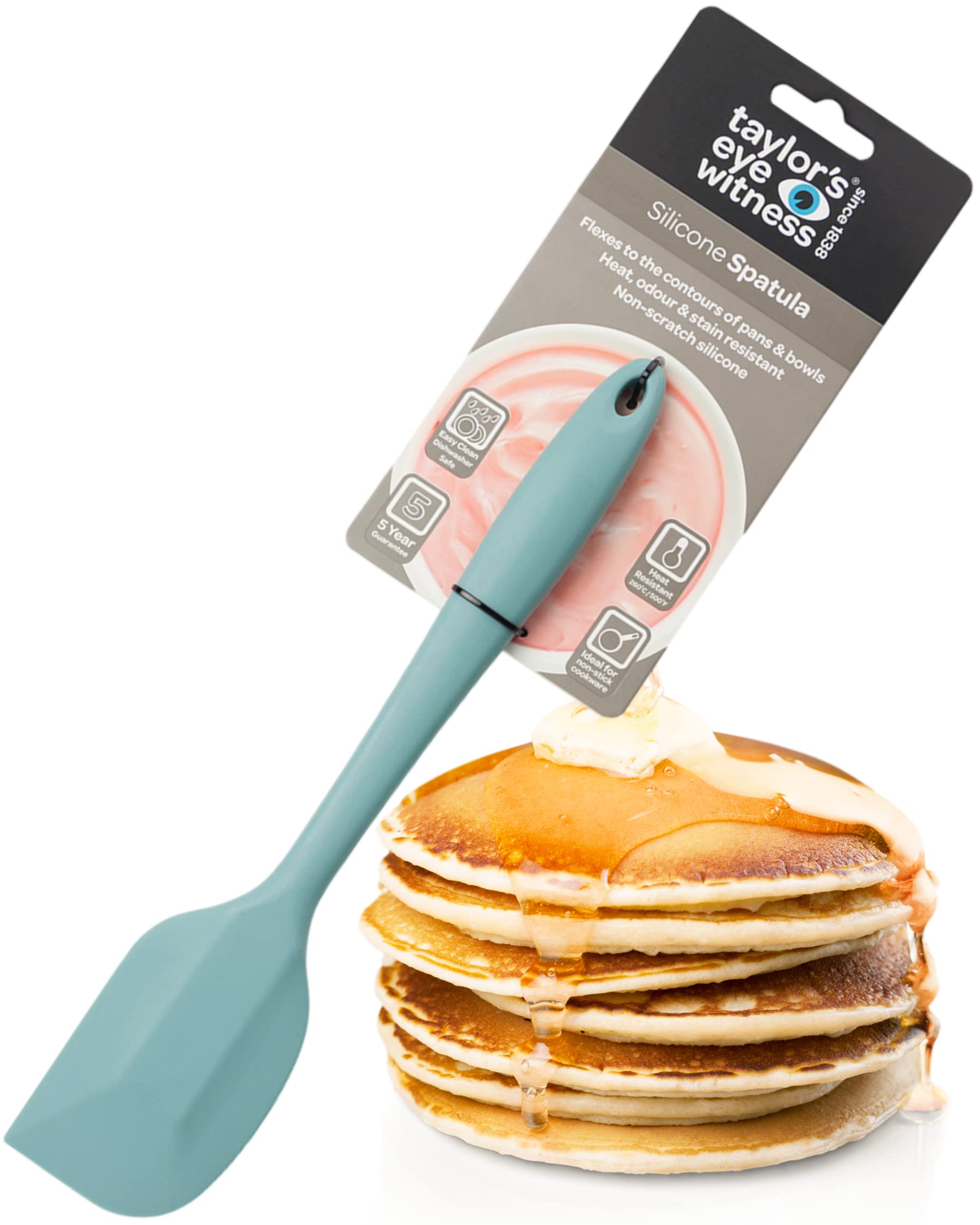 Taylors Eye Witness Large Silicone Aqua Blue Flexible Spatula - Dishwasher Safe, Heat Resistant (260°C/500°F)