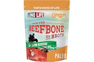LonoLife - Low-Sodium Grass-Fed Beef Bone Broth Powder with 10g Protein, Paleo and Keto Friendly, Gluten-Free, 8-Ounce Bulk Container, 15 Servings (Equal to 150 ounces of broth) - Packaging May Vary