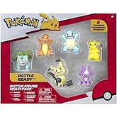 Pokémon Battle Figure 6 Pack-Features 2-Inch Pikachu, Squirtle, Charmander, Bulbasaur, Mimikyu & Toxel-Authentic Details