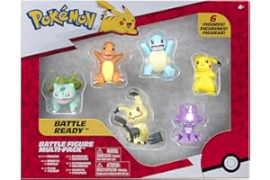 Pokémon Battle Figure 6 Pack-Features 2-Inch Pikachu, Squirtle, Charmander, Bulbasaur, Mimikyu & Toxel-Authentic Details