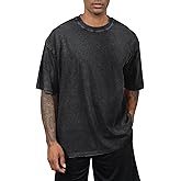 Fkatuzi Oversized Cotton Solid T Shirts for Men Vintage Acid Wash Tshirt Streetwear Basic Tees Baggy Loose Unisex Tops