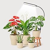 Garpsen Grow Light for Indoor Plants, 52 LEDs Full Spectrum Plant Light with Clip & Gooseneck, 3 Installation Methods, Dimmab
