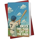 Karto Baseball Birthday Card for Men Women - Large 5.5x8.5 inch Baseball Birthday Cards for Son Brother Husband Boyfriend - Knock