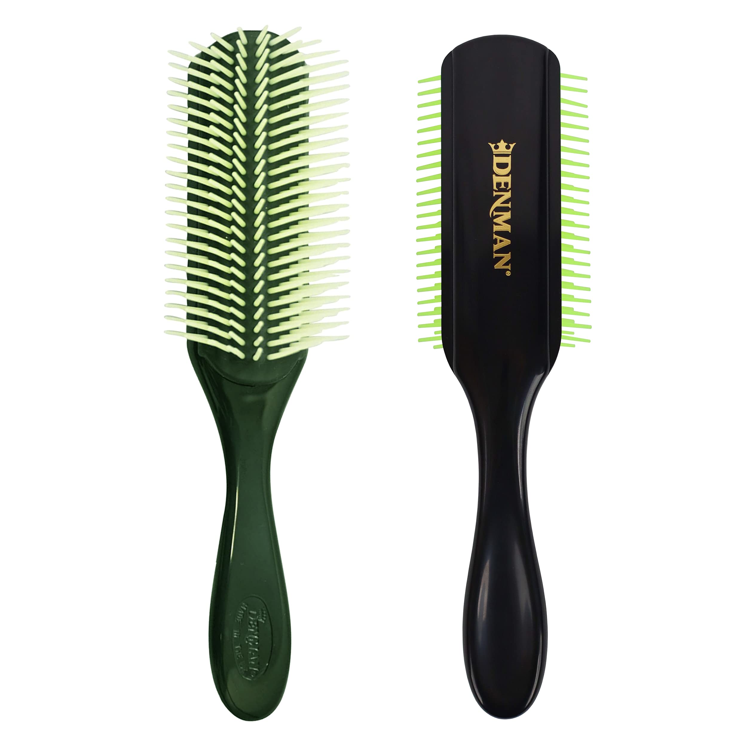 Denman Curly Hair Brush D4 (Black/Yellow) 9 Row Styling Brush for Styling, Smoothing Longer Hair and Defining Curls - For Women and Men — image 1