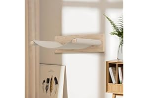 MEOWHOMM Cat Hammock for Wall, Cat Beds and Perches for Indoor Wooden Wall Furniture Beds for Sleeping, Climbing and Playing