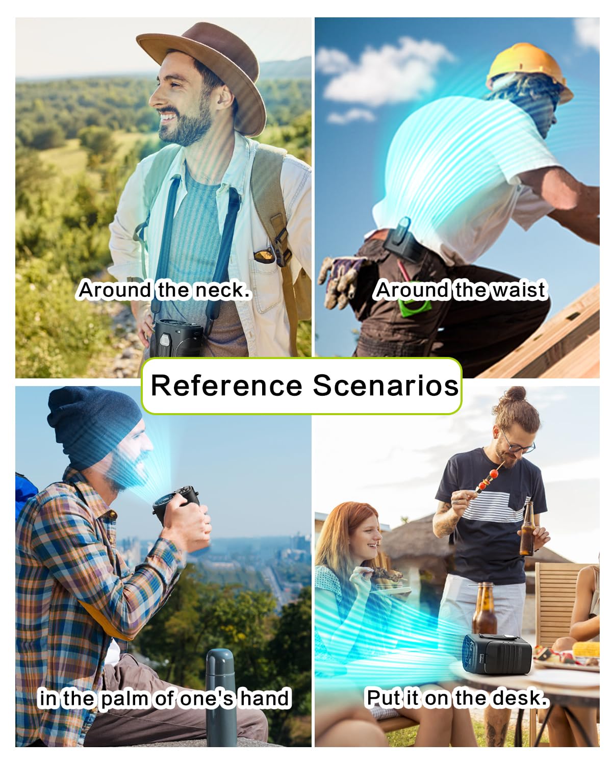 Yinken Waist Fan 10000mAh Rechargeable,Portable Fan with over 24H Working Time, 15000RPM Strong Airflow Wearable small Belt Fan Personal Waist Clip for Clothes Shirt Farm Work Hiking Outdoor Jobsite