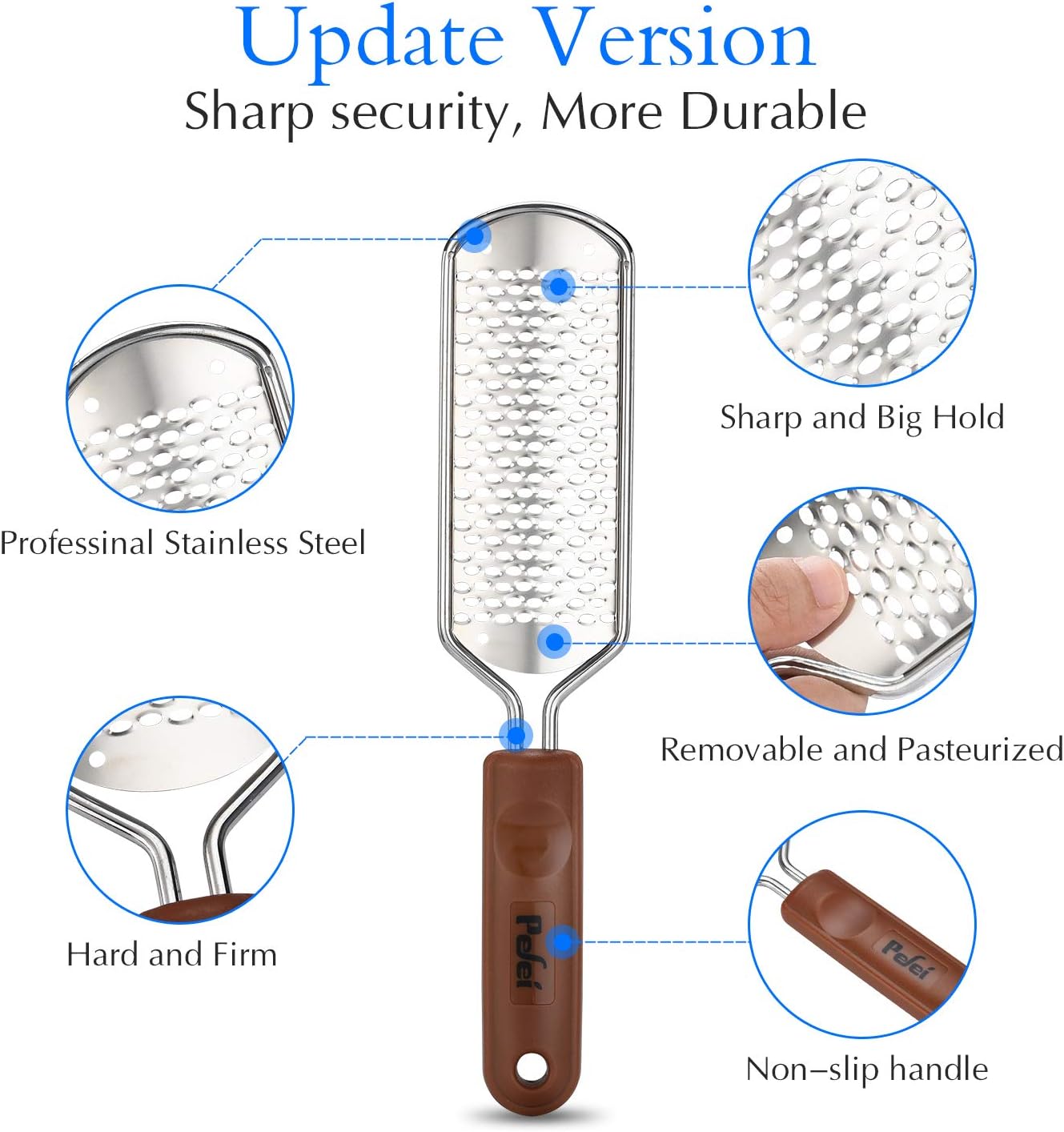 Professional Pedicure Foot File, Colossal Stainless Steel Detachable Foot Scrubber, Hard Skin Removers Pedicure Rasp for Wet and Dry Feet: Health & Personal Care