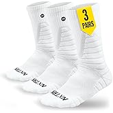 NXTRND 3 Pairs Compression Sports Crew Socks for Men, Cushion Athletic Socks, Basketball, Football and Running