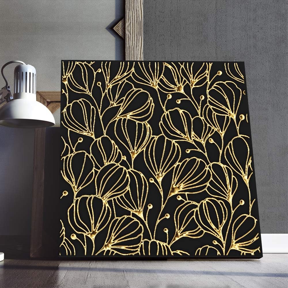 IDEA4WALL Canvas Wall Art Gold Abstract Painting Artwork for Home Prints Framed - 24x24 inches