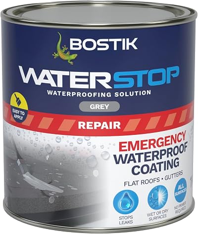 Bostik Waterstop Emergency Coat Grey 1kg Quick Dry Instant Roof Gutter Sealant