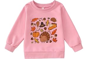 SOFEON Toddler Baby Boy Girl Thanksgiving Sweatshirt Cute Turkey Pumpkin Graphic Crewneck Pullover Tops Fall Thankful Clothes