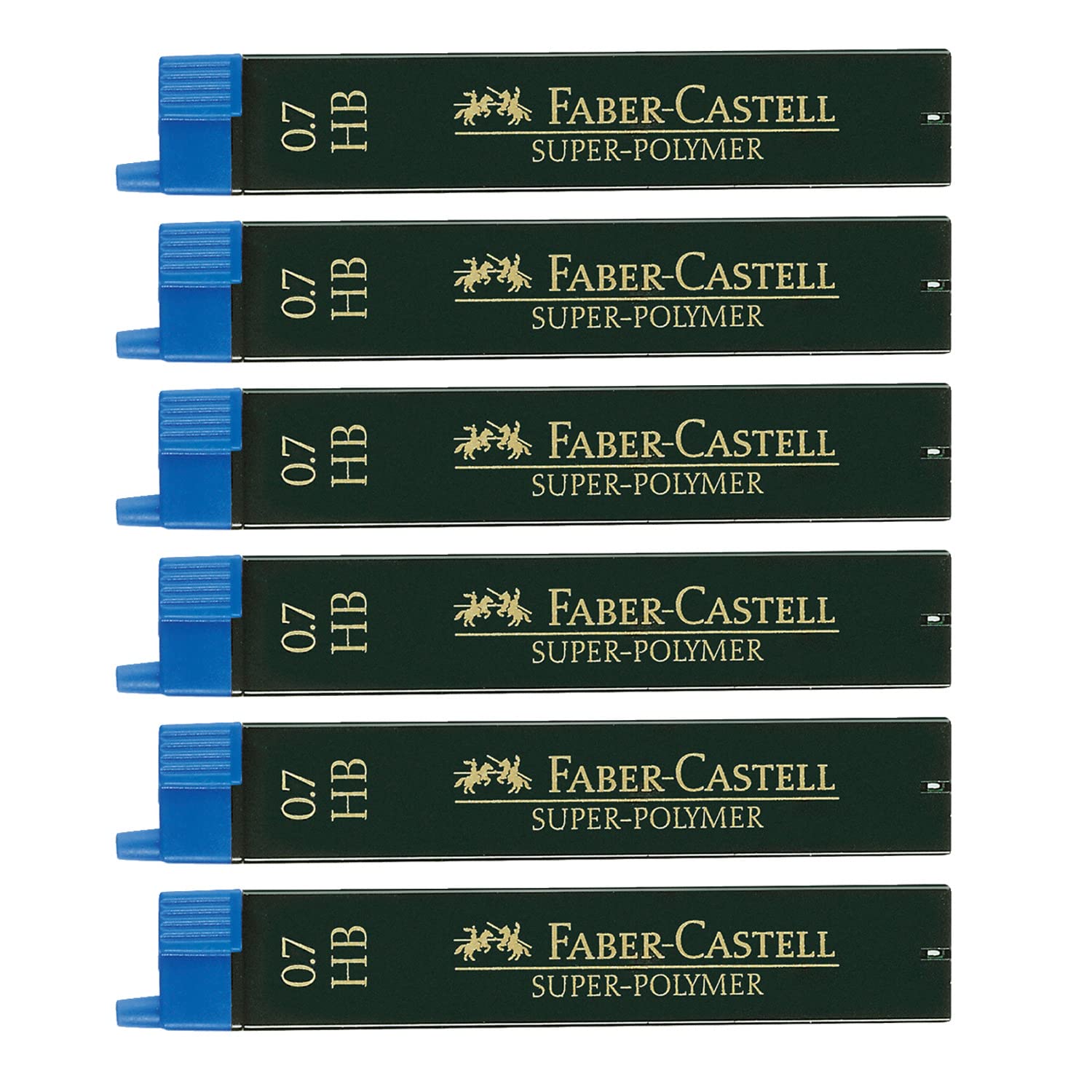 Faber-Castell 205039 Super Polymer Pencil Leads Set of 6 with 12 Leads Each, 0.7 mm, Hardness HB