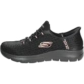 Skechers Women's Summits Classy Night | Slip-ins, Snake patterned, sparkle mesh, Fix stretch laces, Air-Cooled Memory Foam Insole, Heel Pillow holds your foot secure