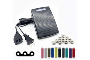 BRIGHTLYLIT Sewing Machine Foot Pedal and Power Cord, Three Round Plug, Suitable for Janome Cover Pro New Home Elna BabyLock Pfaff Viking Sears and Other Sewing Machine Brands(033770217)