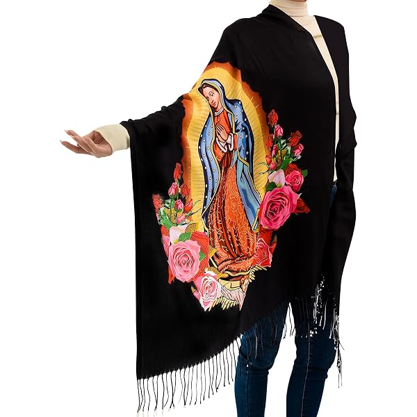 Châle Grâce Céleste Vierge Marie | Écharpe Douce Imitation Cachemire | 178x69cm, Cadeau Spirituel - 10