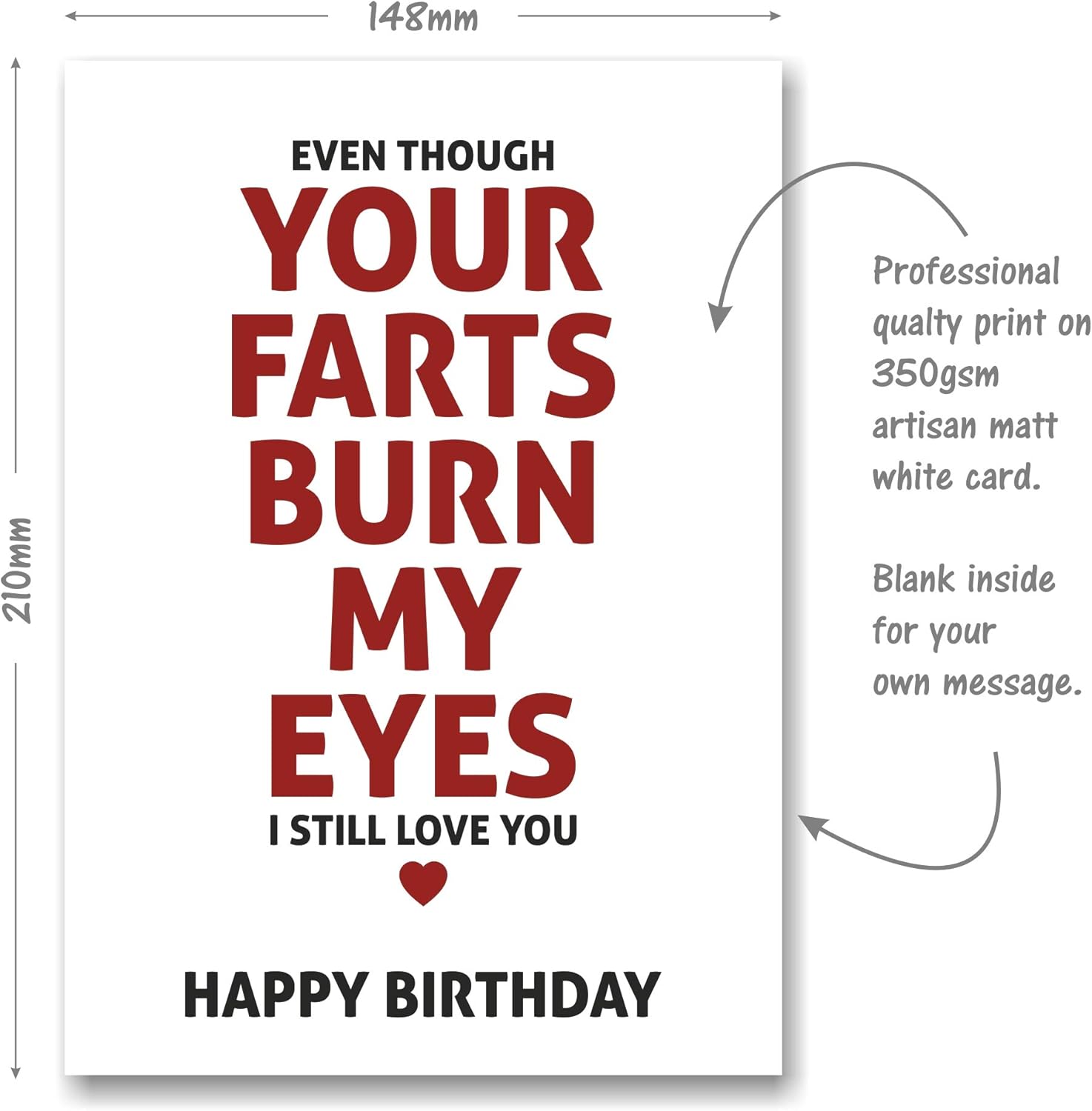 Farts Birthday Greeting Card Funny Humour Husband Men Boyfriend Him Girlfriend, Brown/White, 210mm x 148mm - Image 3
