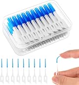 RAYITO 220 Pieces Interdental Brushes Silicone Blue Dental Floss Picks
