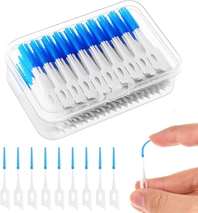RAYITO 220 Pieces Interdental Brushes Silicone Blue Dental Floss Picks