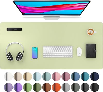 Aothia PU Leather Desk Mat Large 91x43cm Grass Green Non-Slip