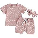Lucikamy Toddler Baby Girl Clothes Summer Short Sleeve Floral Print T Shirt Tops + Elastic Shorts Set Infant Casual Outfits