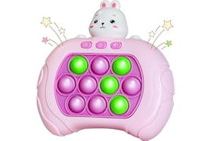 ZDCZ Quick Push Bubble Game, Popping Game Light up Pop Fidget Toy for Kids Teens Adults, Bunny Handheld Fast Push Pop Game for Kids 6-8 8-10 10-12 Years Old Birthday Gift for Boys & Girls