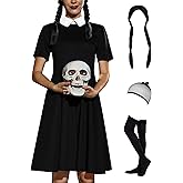 For G and PL Halloween 4PC Gothic Costume Women's Peter Pan Collar Flare Skater Dress