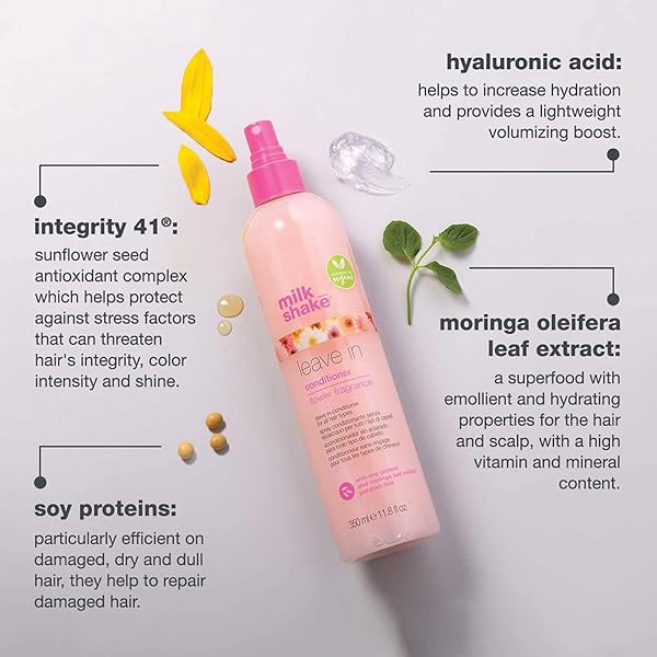MILK_SHAKE LEAVE-IN CONDITIONER DETANGLER SPRAY FOR NATURAL HAIR – LEAVE IN CONDITIONER FOR CURLY HAIR OR STRAIGHT HAIR – PROTECTS AND HYDRATES COLOR TREATED AND DRY HAIR – FLOWER FRAGRANCE 11.8 FL OZ
