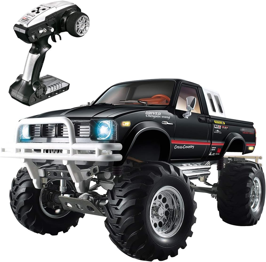 BAOHT HG 1/10 4WD RC Truck, 3-Speed RC Rock Crawler Off-Road 4x4 Electric RC RTR Hobby Grade Cross-Country Car with 2.4GHz Radio (Black)