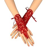 Viwedo Bride Wedding Lace Gloves Fingerless Rhinestone Gloves Party Prom Glove Accessories