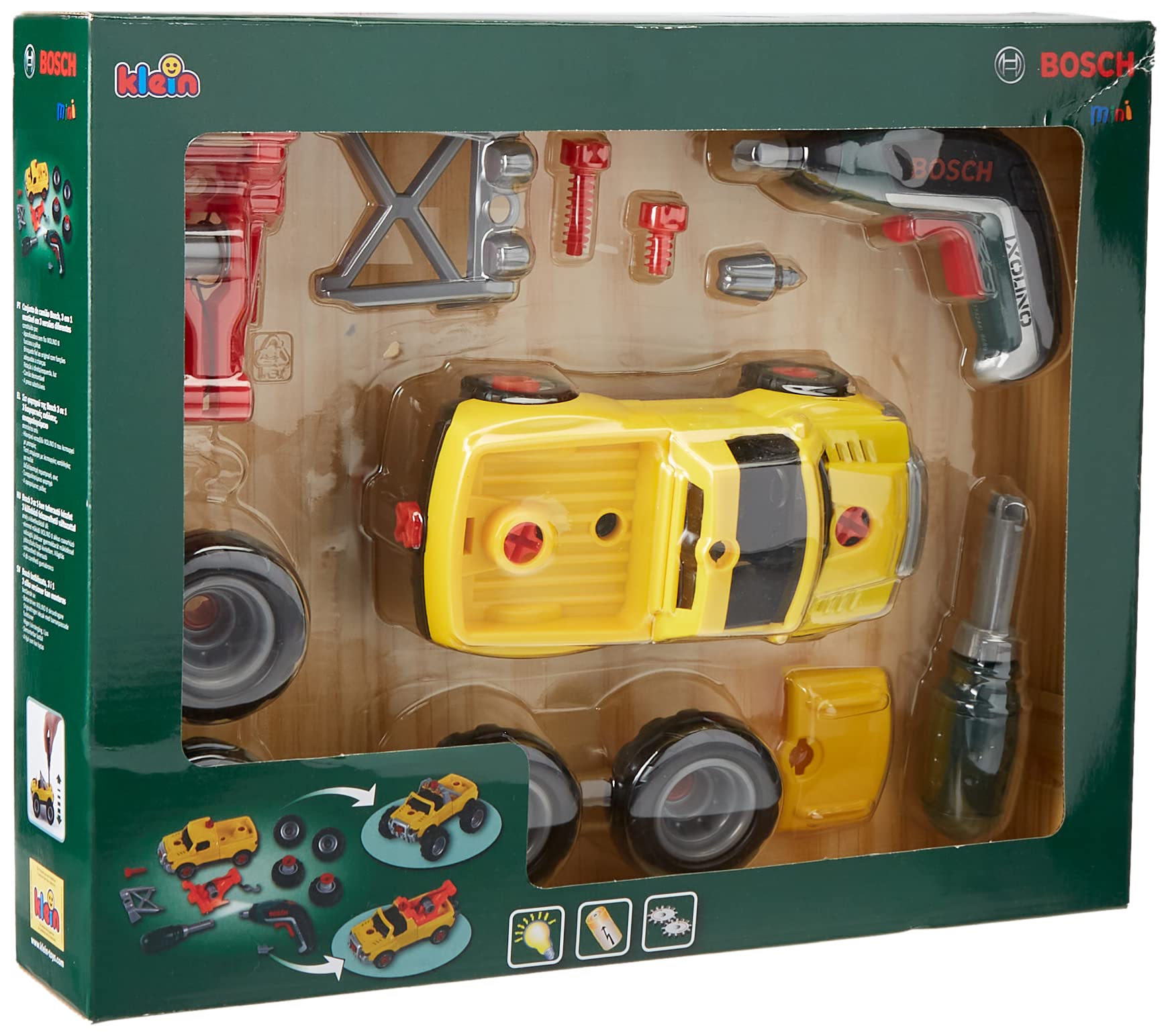 Theo Klein 8689 Bosch Truck Set I Truck can be assembled in 3 different ways I With battery-powered Ixolino I Dimensions: 18.5 cm x 13.5 cm x 10 cm I Toy for children aged 3 years and up