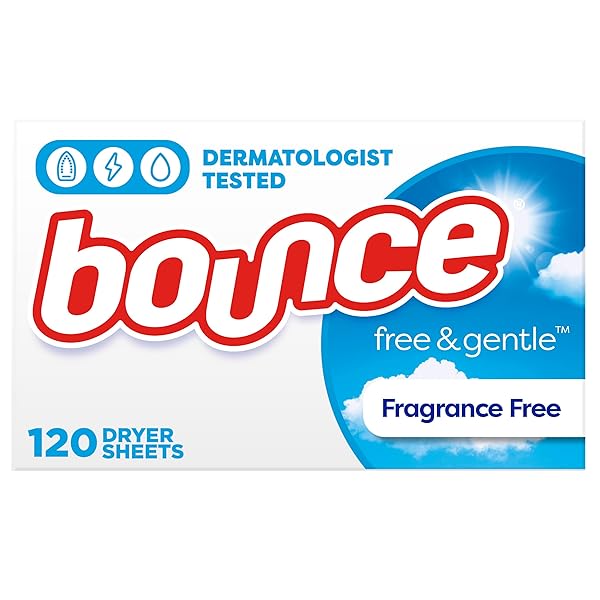 BOUNCE FABRIC SOFTENER DRYER SHEETS, FREE & GENTLE, 120 COUNT