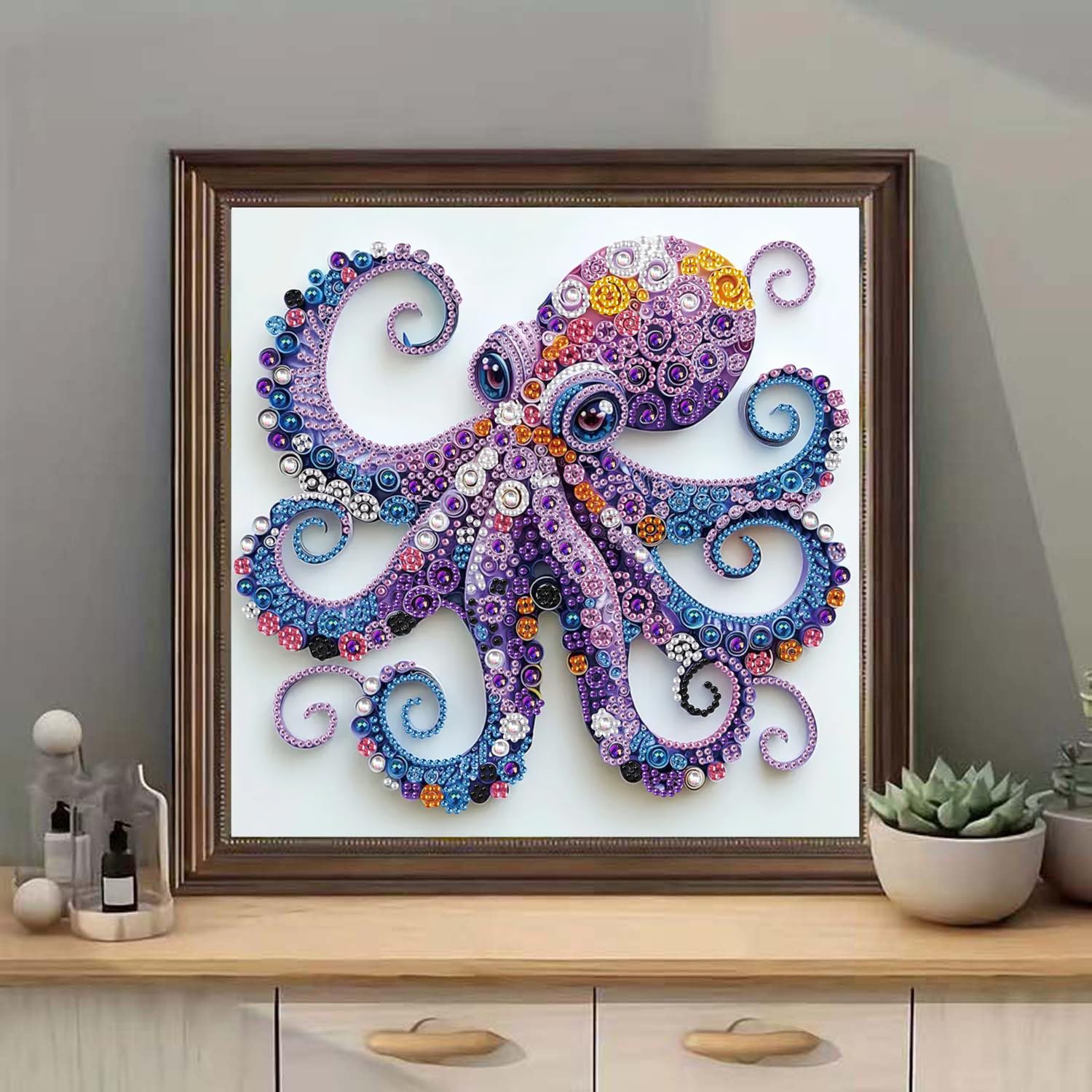 SHICERNHJ 5D Diamond Painting Kits for Beginners,Animal Special Shape Diamond Art Kits for Purple Octopus DIY Crystal Rhinestones Paint by Diamonds and Crafts for Adults Home Wall Decor 12 X 12inch