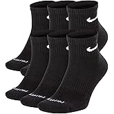 NIKE Plus Cushion Socks (6-Pair) (M (Men's 6-8 / Women's 6-10), Ankle(Quarter) Black)