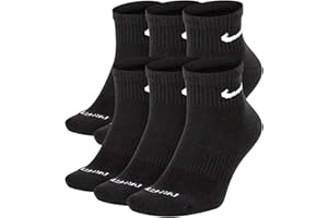 NIKE Plus Cushion Socks (6-Pair) (M (Men's 6-8 / Women's 6-10), Ankle(Quarter) Black)