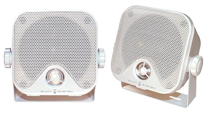 Dietz CX_4MW - 2-Wege Aufbaulautsprecher für Marine, Boot, Camping, Traktor, Wohnwagen - 90 Watt - Weiß -1 Paar (2 Stück)