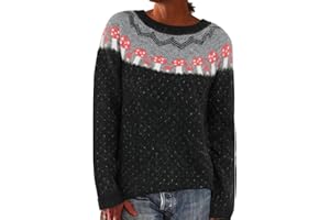 PrinStory Womens Sweaters Long Sleeve Crew Neck Knit Fair Isle Sweater 2025 Fall Winter Trendy