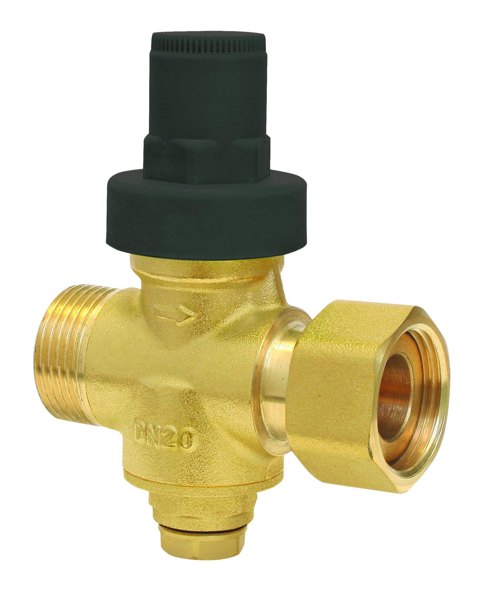 SOMATHERM for You, Pressure Reducer M20/27 Nickel-Plated Brass, Pre-Set to 3 Bar, Easy Installation, All Positions Assembly, 8/13 Pressure Gauge Socket