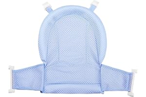 RUIXIA Universal Adjustable Baby Bath Tube Support Mesh Net Soft Breathable Infants Shower Pad 4-Points Anti-Slip Bathtub Seat with Sponge Cushion for Toddlers Age 0-36 Months, Blue, One Size